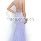 2015 Terrific Scoop Beaded And Fitted Bodice Mermaid/Trumpet Prom Dress Tulle thumbnail-4