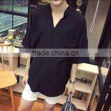 7 Minutes of Sleeve Cotton T-shirt Men Loose Shirt is Pure Color thumbnail-3