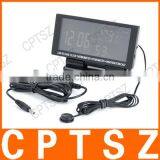 EC60 Car Four Wet Temperature Record LCD Car Cigarette Lighter Powered Digital Clock + Voltage + Thermometer + Hygrometer thumbnail-5
