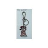 Metal keychain with colorful crystals