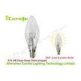 360 Deg 3w E14 Led Candle Bulb Clear Glass Point Shaped for Supermarket , Shop