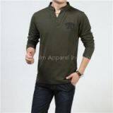 New 100% Cotton Men Long Sleeve Print Polo-shirt