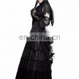 Q-309 Punk Rave Gothic Gypsy Black Long Skirt thumbnail-5