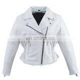 HMB-0328G WOMEN LEATHER JACKETS BASIC BIKER FASHION WHITE COATS