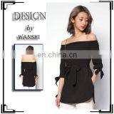 Hot Sale Women Clothing Latest Design Wholesale off the Shoulder Tunic Tops for Women
