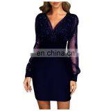 LAITE D2167 Amazon Hot Sales Fashion Christmas Women V-neck Bodycon Sequins Dresses Sexy Club Party Dresses thumbnail-6
