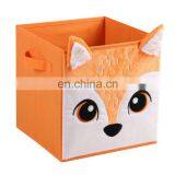 Custom Cartoon Kids Foldable Linen Cube Storage Box Fabric Stackable Bins Set thumbnail-6