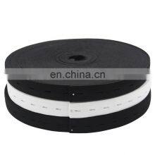 Classic 2cm Button Black Custom 40mm Knitted Elastic Band With Buttons Hole