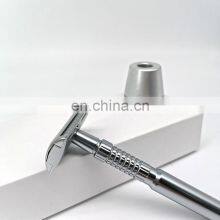 Colorful Matte Silver Stainless Steel Custom Double Edge Safety Shaving Razor for Men thumbnail-3