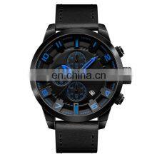 SKMEI 1309 my Brand Name Logo Custom Printed Watch Automatic Stopwatch Stainless Steel Case Back Water Proof Watch Leather Band thumbnail-3