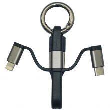 High Quality 3 in 1 Key Chain Design Portable USB Charging Cable for IPhone 7/8/X and Android Mobile Devices