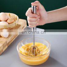 Hand Pressure Semi-automatic Egg Beater Stainless Steel Kitchen Accessories Tools Self Turning Cream Utensils Whisk Manual Mixer