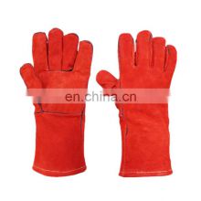 Anti-slip Industrial Cow Split Cut Resistant Leather Long Safety Working Welding Gloves For Welder