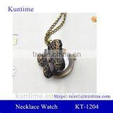 Digital Pocket Watch With Bronze Necklace Chain Quartz Movt Butterfly Watch thumbnail-1