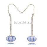 Sterling Silver Ladies Crystal Earring With Murano Lampwork Glass Bead thumbnail-6