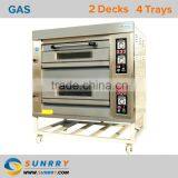 Professional Commercial Kitchen Equipment 2 Decks 4 Trays Best Oven Gas for Baking Bread thumbnail-2