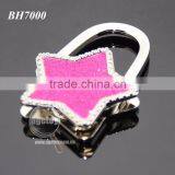 Wholesale Fashion Handbag Hook Enamel Purple Shimmering Powder Star Shaped Holder Foldable Metal Portable Bag Hanger thumbnail-2