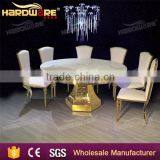 Golden Stainless Steel Round Wedding Dining Table With Led Light MDF Top thumbnail-6