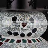 Snowman Shape Mosaic Glass Hanging Lantern for Christmas Outdoor Decoration thumbnail-4