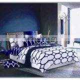 Microfiber Brushed Disperse Bedding Set Blue White Duvet Cover Set thumbnail-2