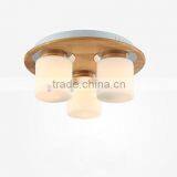 New Arrival Wooden Ceiling Fixture White Frosted Glass Shade Modern Ceiling Lamp