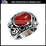 Elegant Titanium Men's Antique Big Red Diamond Rings,316L Stainless Steel Big Stone Ring Designs thumbnail-1