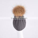 100% Cotton Customized Unisex Knitted Hats Winter Beanie Hat With Fur Ball KZ160087 Supplier's Choice thumbnail-4