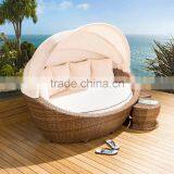 Beach Swimming Pool Rattan Rattan Round Outdoor Lounge Bed With Canopy thumbnail-4