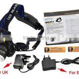 Sidiou Group 1800Lm XM-L T6 10W Focus LED Headlamp Light With 2 X 3.7V 3000mAh 18650 Rechargeable Battery and Battery Charger thumbnail-6