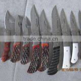 Brass Bolster Damascus Steel Folding Pocket Knife thumbnail-1