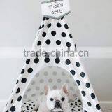 New Stripe and Dot Luxury Dog Teepee Bed Tent House for Vats Pet Carrier Cage Play Tunnel thumbnail-1