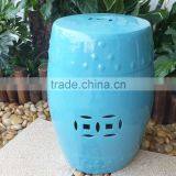 Light Green Cylinder Chinese Ceramic Garden Stools thumbnail-3