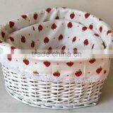 Empty White Wicker Gift Storage Basket Wicker Basket for Home Kitchen Storage thumbnail-2