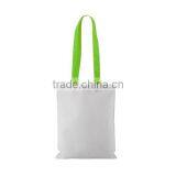 High Quality Portable Reusable White Shopping Bag With Colorful Handle thumbnail-2