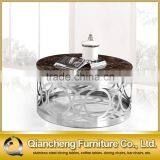 Black Marble Coffee Table Silver Living Room Furniture thumbnail-1