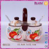 White Ceramic Decal Desgin Tableware Gravy Boat Set thumbnail-1