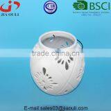 BSCI Audit Factory White Tea Light Lantern With Metal Handle, Ceramic Round Lantern thumbnail-2