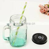 Drinking Glasd Mason Jar With Handle Lid Straw Party Mug Glass Cup thumbnail-3