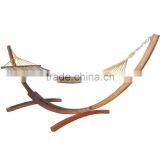 13FT Garden Patio Assembled ARC Double Cotton Hammock With Wood Stand thumbnail-1