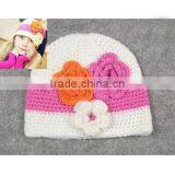 2015 Baby Flower Hat Winter Crochet Hats Handmade Knitted Hat/flower Crochet Baby Patterns thumbnail-2