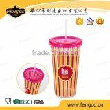 Eco-Friendly Unbreakable Reusable Food Grade Plastic Cup With Straw thumbnail-1