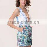 2016 Fashion New Design Sleeveless Floral Printing Deep V Women Plasuit thumbnail-5