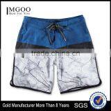 Blue Board Shorts With Digital Custom Print Pattern Zipper Mesh Right Leg Pocket Swim Trunk 87% Polyester 13% Spandex Shorts thumbnail-1