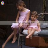 2 Pieces Children Frocks Designs Girls Pink Puffled Seersucker Dress Girls Short Bubble Fashion Girls Cotton Summer Dresses