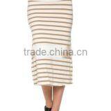 Wholesales Women's High Waisted A-Line Knit Stripe Midi Skirt thumbnail-1