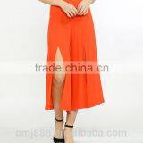 China Supplier Women Loose Front Slit Cotton Gaucho Pants thumbnail-4