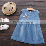 Wholesale Summer Short Sleeve Cotton Donim Baby Girl Dress Frocks thumbnail-3