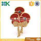 Red Crystal Rhinestone Poppy Flower Remembrance Diamante Brooch Pin Badge thumbnail-1
