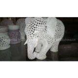 Elephant Trunk Up Marble Sculpture Russian Art Animal Figurine Stone Statue thumbnail-3
