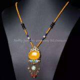 Neffly Jewelry Natural Beeswax Yellow Chanterelles 4 mm With S925 Silver Necklace Inlaid Yellow Chalcedony Bluing Accessories With Blood Amber Beads, Lapis Lazuli, Nam Hung, thumbnail-3